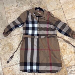 Burberry Checkered Shirt Dress with Belt